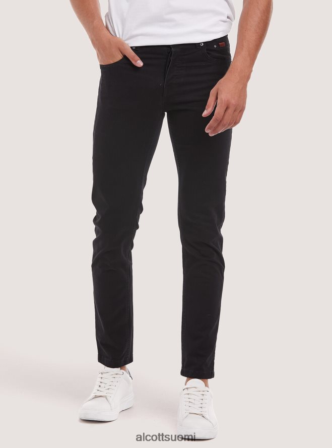 vaatetus fi Alcott miehet Kierrätetystä puuvillasta valmistetut skinny fit -housut bk1 musta HL28P0914