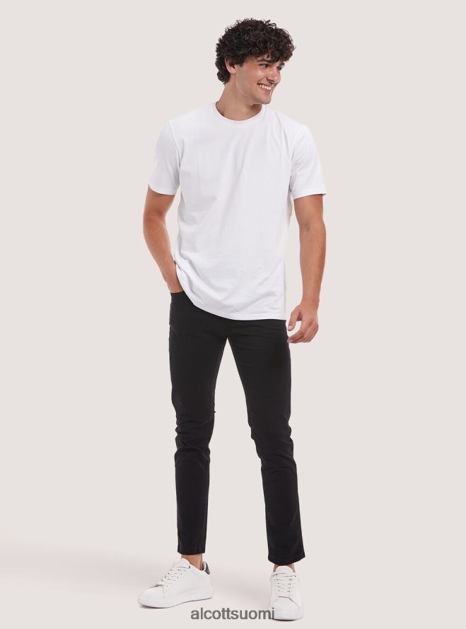 vaatetus fi Alcott miehet Kierrätetystä puuvillasta valmistetut skinny fit -housut bk1 musta HL28P0914