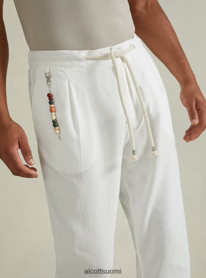 vaatetus fi Alcott miehet pellavasekoitehousut kiristysnyörillä vyötäröllä bg2 beige keskikokoinen HL28P0611