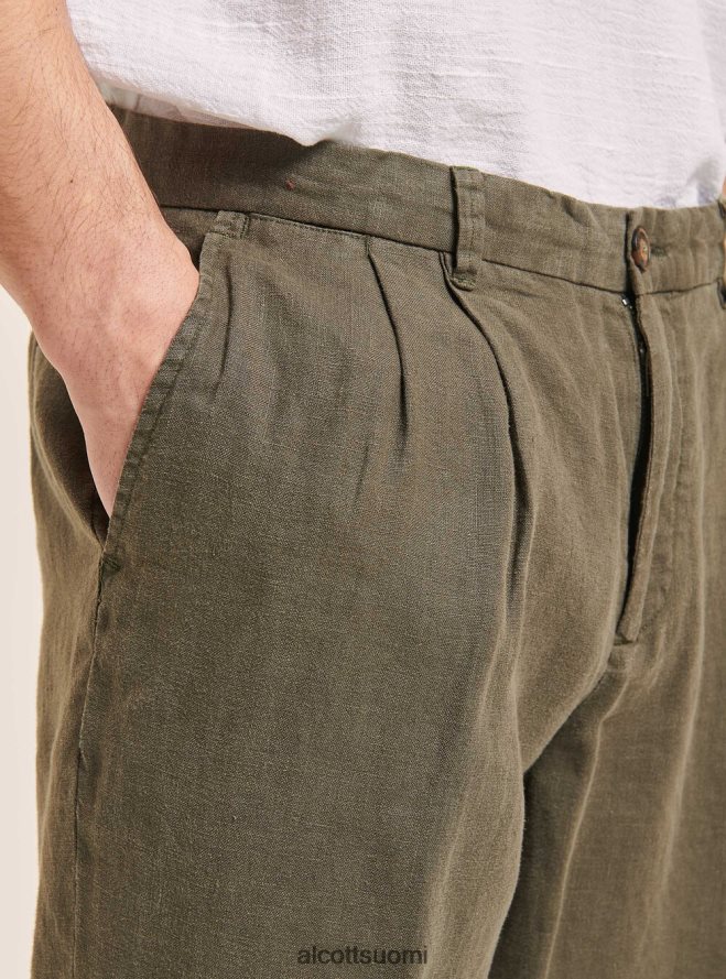 vaatetus fi Alcott miehet puhtaat pellavaiset laskokset housut c6603 kaky HL28P0975