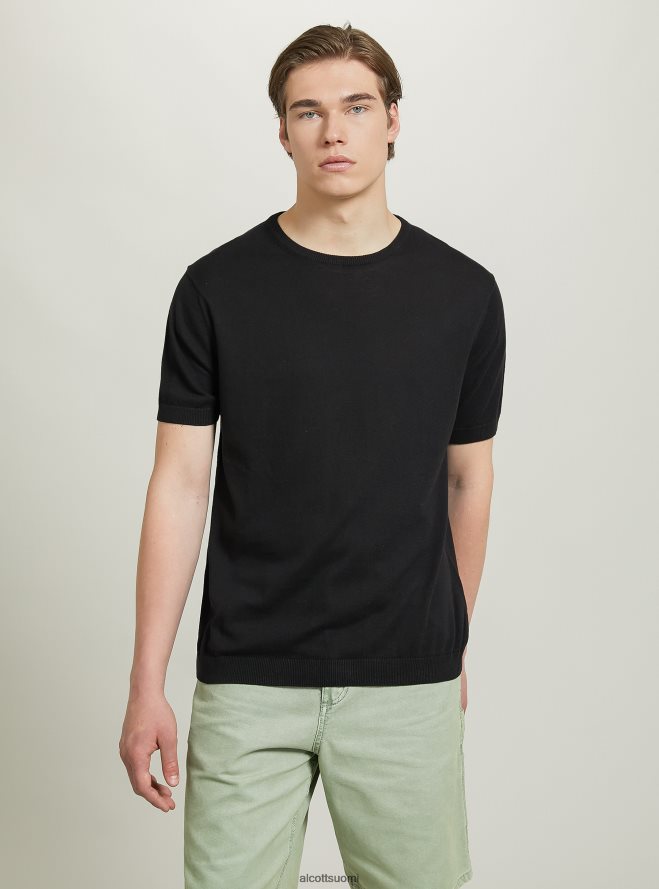 vaatetus fi Alcott miehet lyhythihainen puuvillapusero bk1 musta HL28P0628