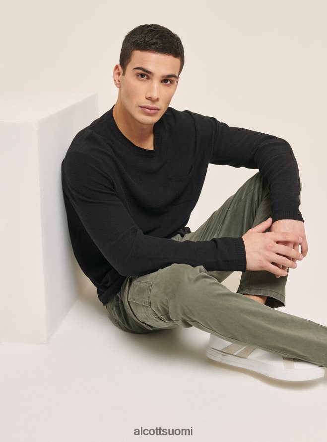 vaatetus fi Alcott miehet villapaita, jossa rullapääntie ja rintatasku bk2 merirosvo musta HL28P01087