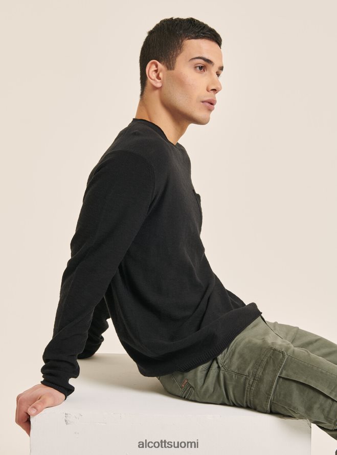 vaatetus fi Alcott miehet villapaita, jossa rullapääntie ja rintatasku bk2 merirosvo musta HL28P01087