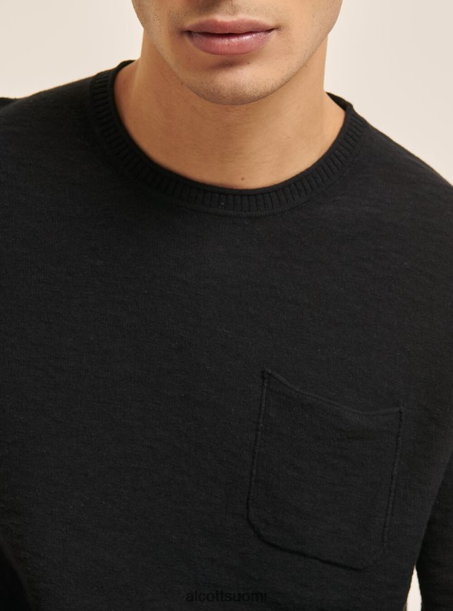 vaatetus fi Alcott miehet villapaita, jossa rullapääntie ja rintatasku bk2 merirosvo musta HL28P01087