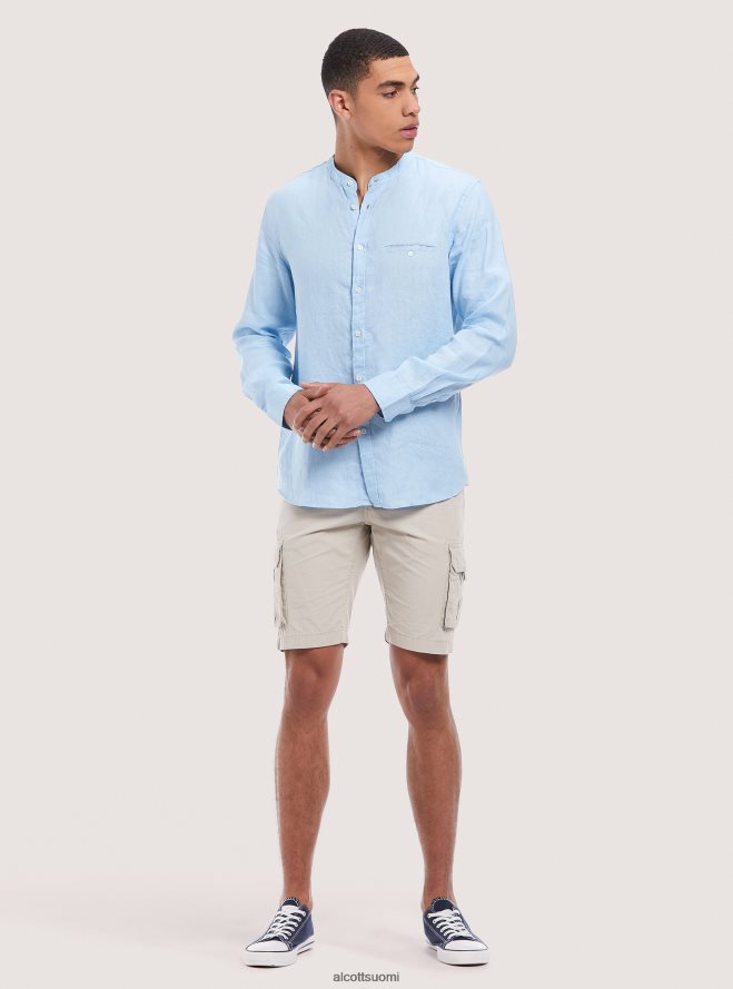 vaatetus fi Alcott miehet camicia 100% lino collo coreano az3 azurre valo HL28P01033