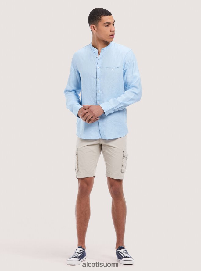 vaatetus fi Alcott miehet camicia 100% lino collo coreano az3 azurre valo HL28P01033