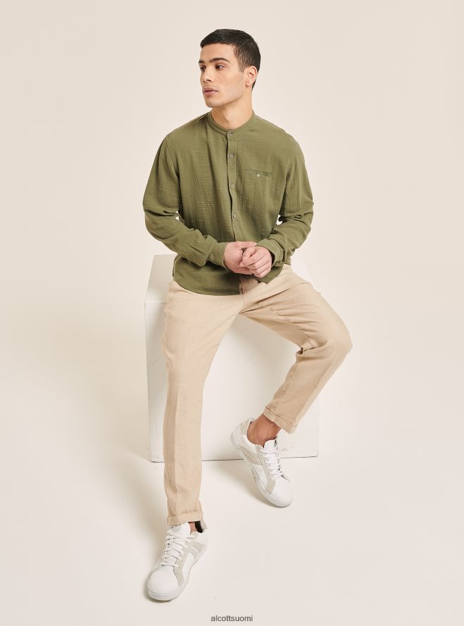 vaatetus fi Alcott miehet camicia 100% lino collo coreano az3 azurre valo HL28P0721