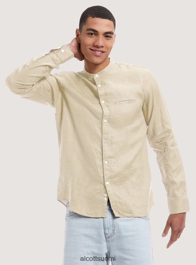 vaatetus fi Alcott miehet camicia 100% lino collo coreano az3 azurre valo HL28P0857