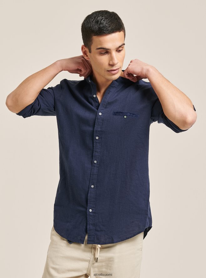 vaatetus fi Alcott miehet camicia 100% lino collo coreano az3 azurre valo HL28P0971