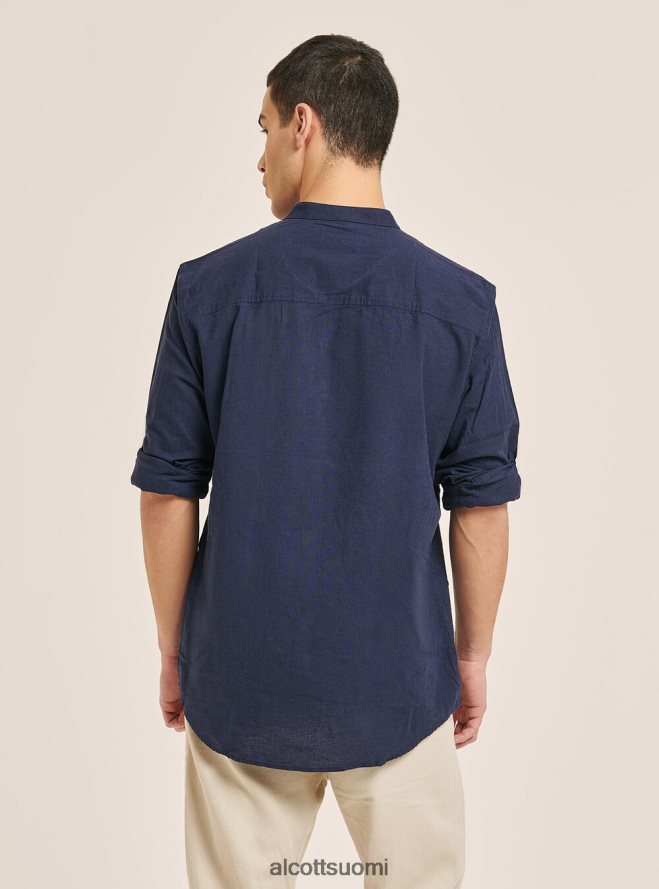 vaatetus fi Alcott miehet camicia 100% lino collo coreano az3 azurre valo HL28P0971