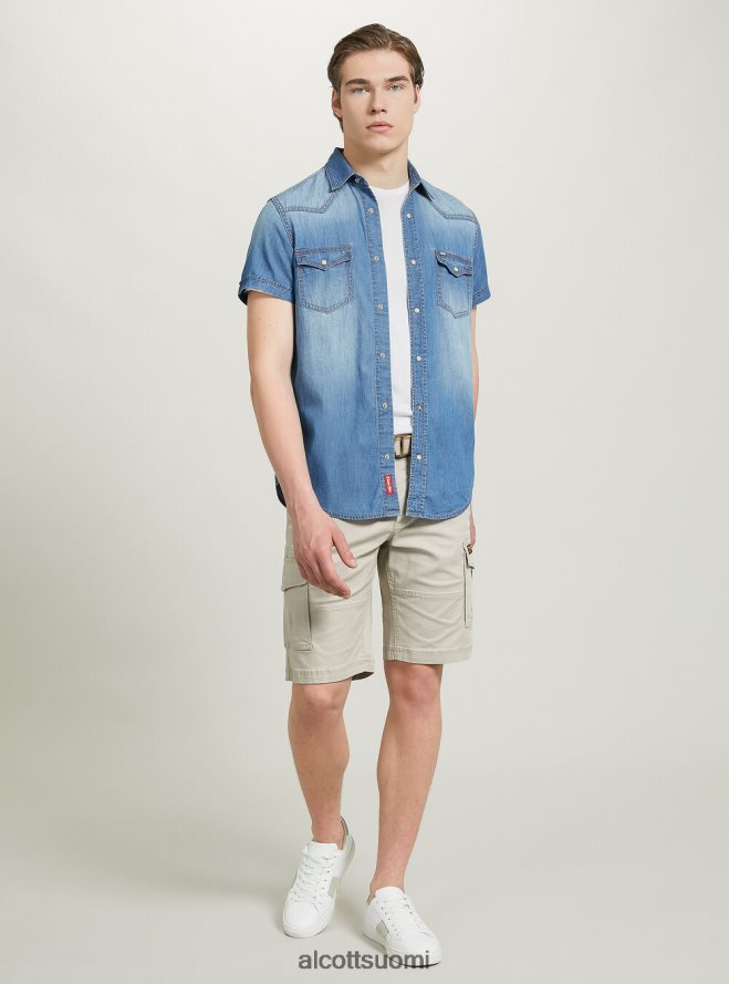 vaatetus fi Alcott miehet lyhythihainen denimpaita d006 taivaansininen HL28P0700