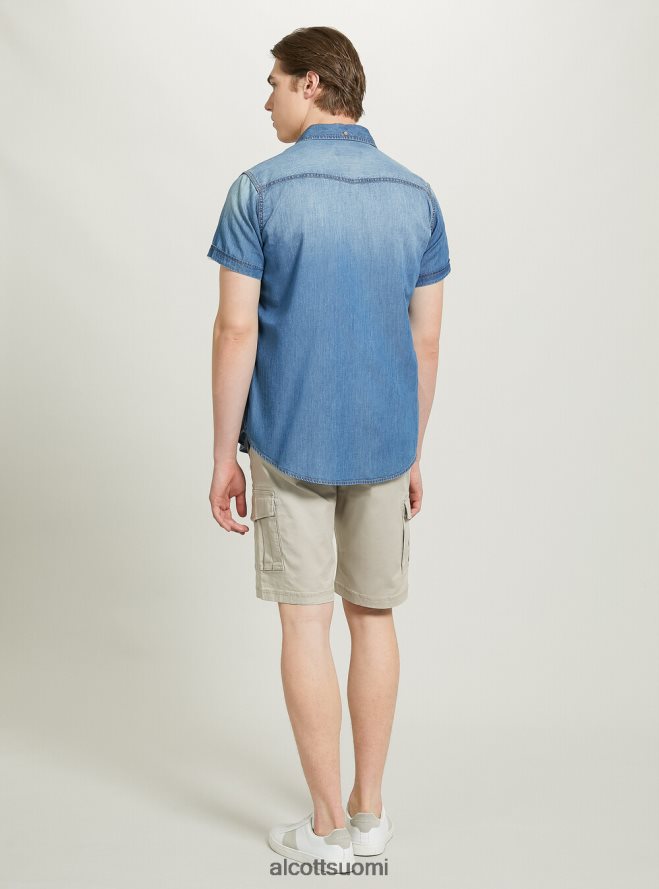 vaatetus fi Alcott miehet lyhythihainen denimpaita d006 taivaansininen HL28P0700