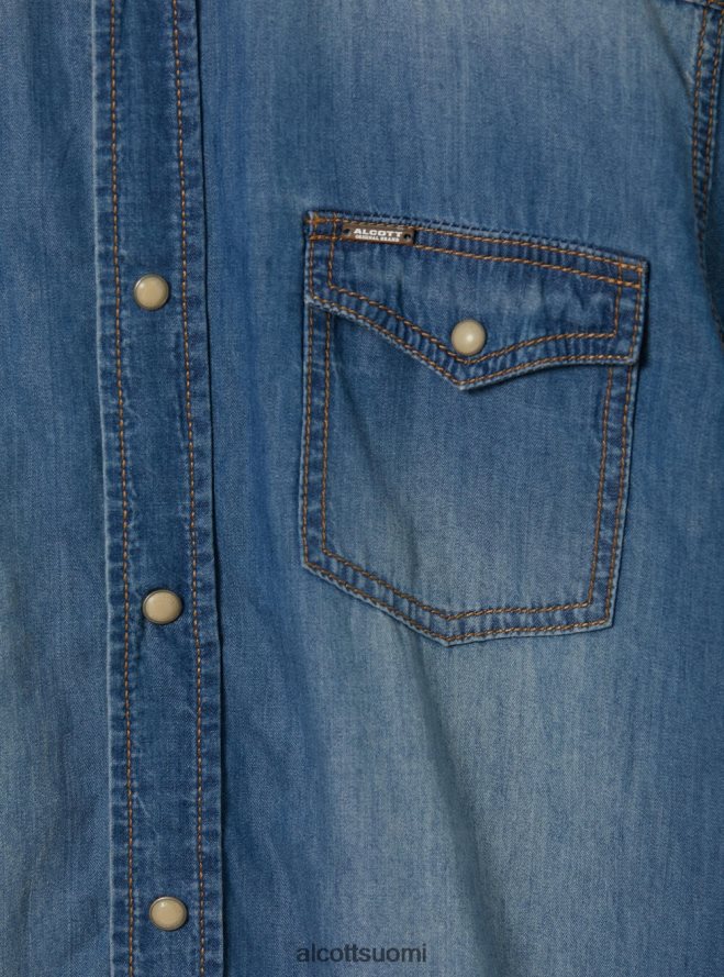 vaatetus fi Alcott miehet lyhythihainen denimpaita d006 taivaansininen HL28P0700