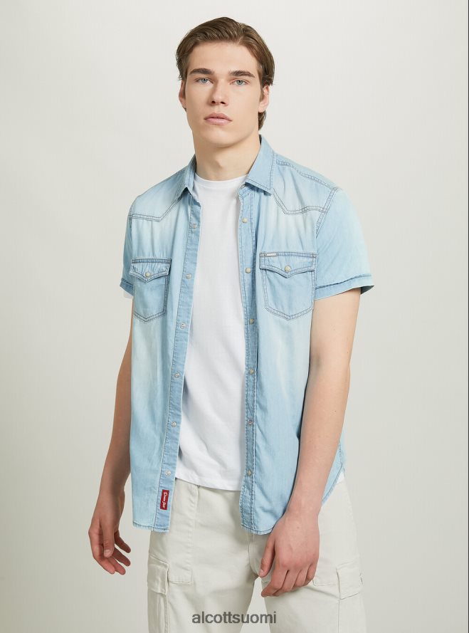 vaatetus fi Alcott miehet lyhythihainen denimpaita d006 taivaansininen HL28P0842