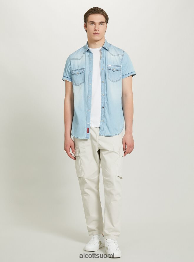 vaatetus fi Alcott miehet lyhythihainen denimpaita d006 taivaansininen HL28P0842