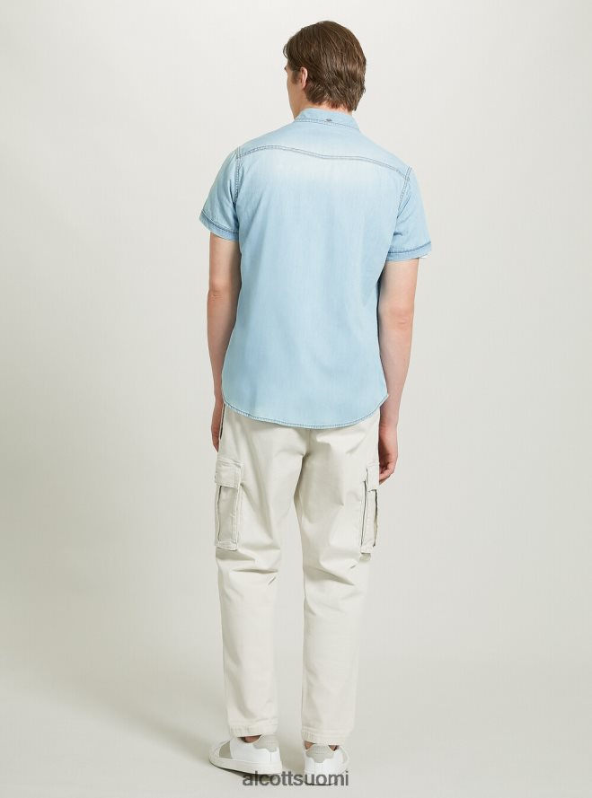 vaatetus fi Alcott miehet lyhythihainen denimpaita d006 taivaansininen HL28P0842