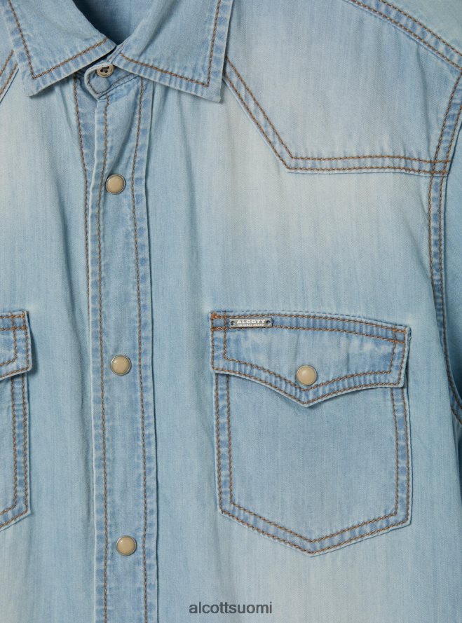 vaatetus fi Alcott miehet lyhythihainen denimpaita d006 taivaansininen HL28P0842