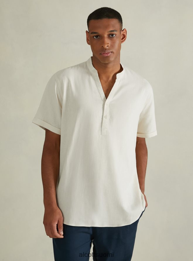 vaatetus fi Alcott miehet pellavasekoituspaita korealaisella kauluksella wh3 valkoinen HL28P01141