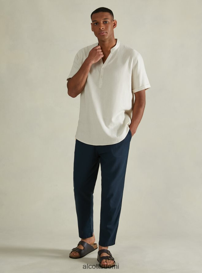 vaatetus fi Alcott miehet pellavasekoituspaita korealaisella kauluksella wh3 valkoinen HL28P01141