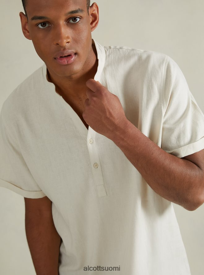 vaatetus fi Alcott miehet pellavasekoituspaita korealaisella kauluksella wh3 valkoinen HL28P01141