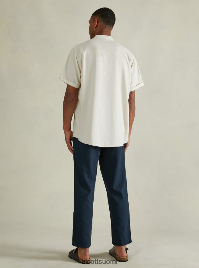 vaatetus fi Alcott miehet pellavasekoituspaita korealaisella kauluksella wh3 valkoinen HL28P01141