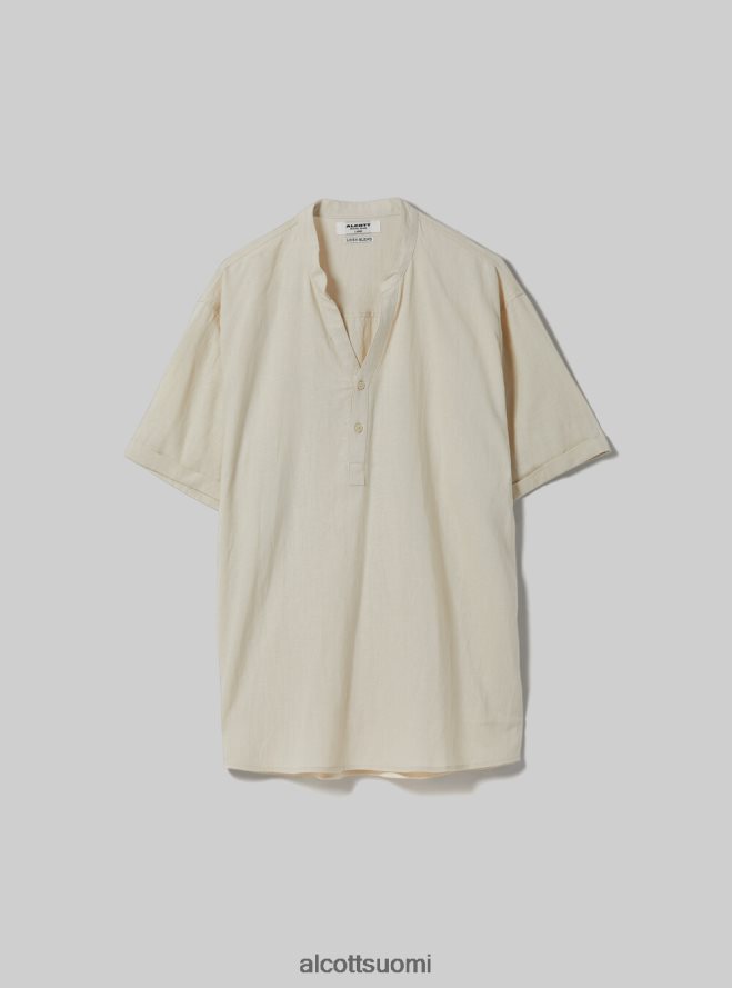 vaatetus fi Alcott miehet pellavasekoituspaita korealaisella kauluksella wh3 valkoinen HL28P01141