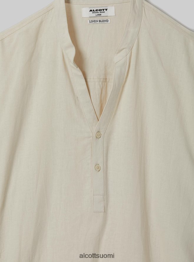 vaatetus fi Alcott miehet pellavasekoituspaita korealaisella kauluksella wh3 valkoinen HL28P01141