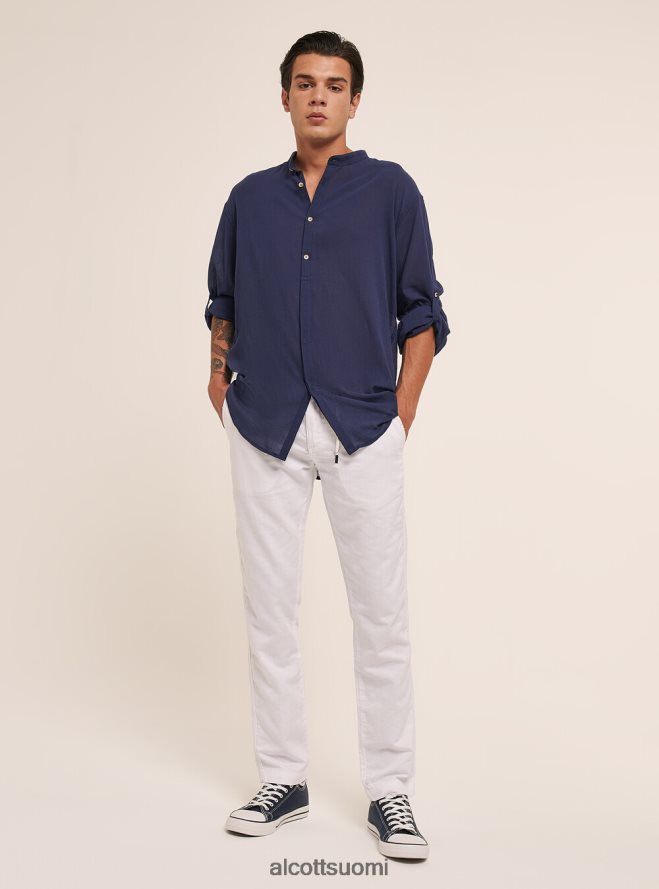 vaatetus fi Alcott miehet pitkähihainen puuvillapaita korealaisella kauluksella valkoinen HL28P0750