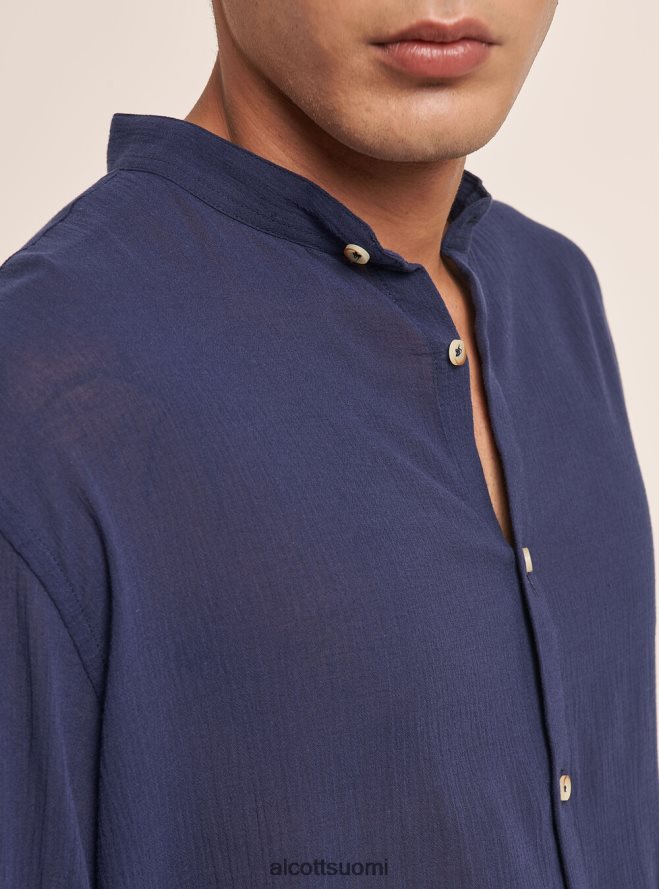 vaatetus fi Alcott miehet pitkähihainen puuvillapaita korealaisella kauluksella valkoinen HL28P0750