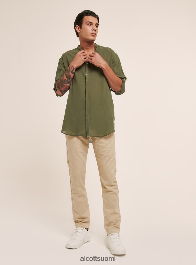 vaatetus fi Alcott miehet pitkähihainen puuvillapaita korealaisella kauluksella valkoinen HL28P0927