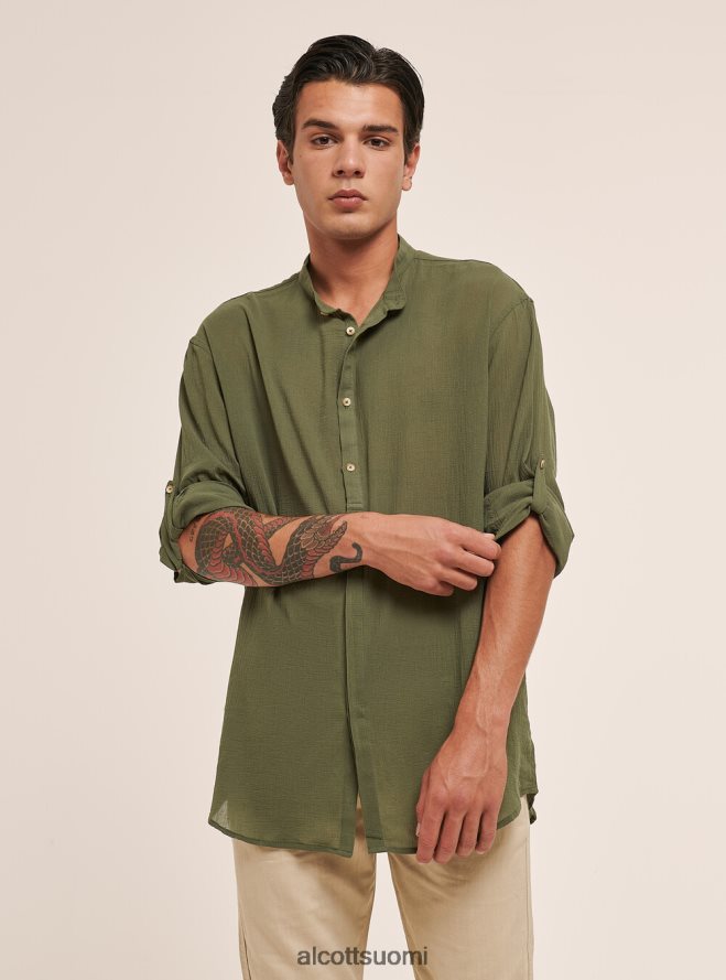 vaatetus fi Alcott miehet pitkähihainen puuvillapaita korealaisella kauluksella valkoinen HL28P0927