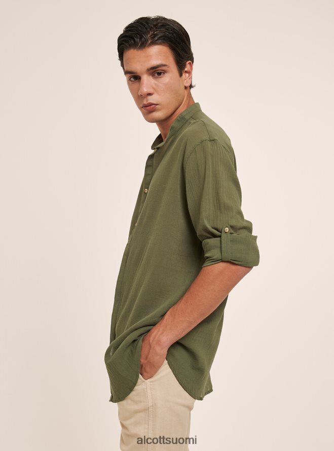 vaatetus fi Alcott miehet pitkähihainen puuvillapaita korealaisella kauluksella valkoinen HL28P0927