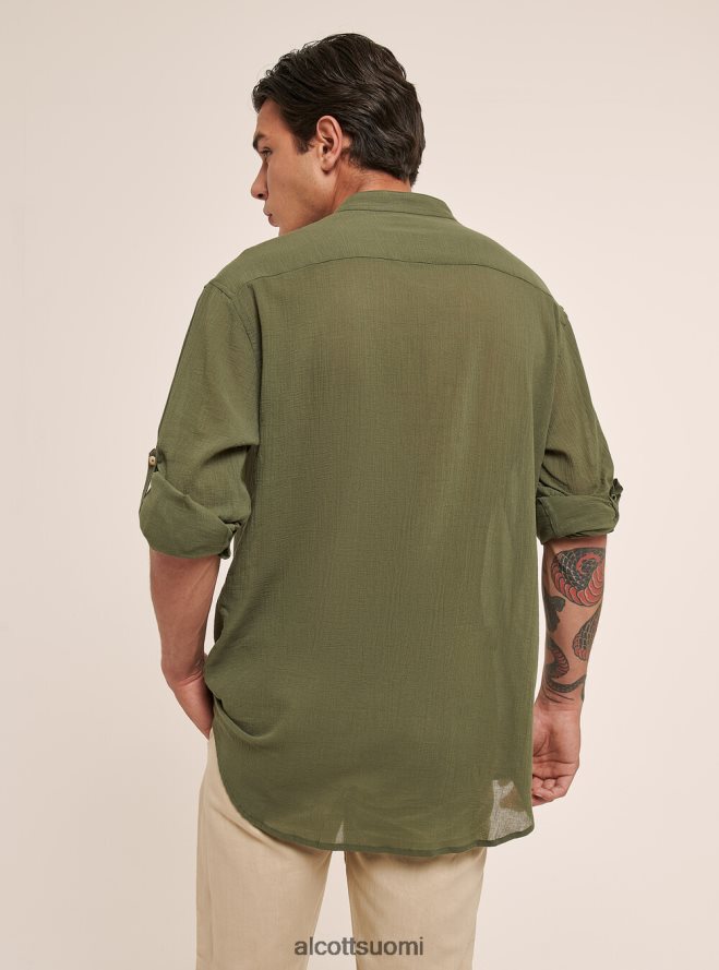 vaatetus fi Alcott miehet pitkähihainen puuvillapaita korealaisella kauluksella valkoinen HL28P0927