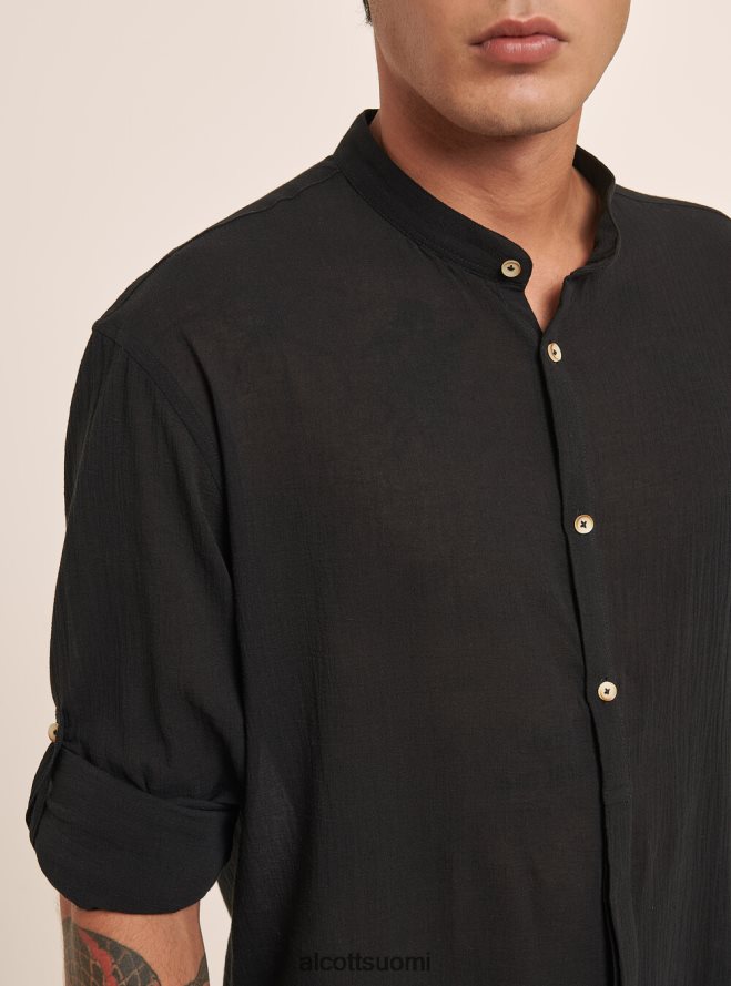 vaatetus fi Alcott miehet pitkähihainen puuvillapaita korealaisella kauluksella valkoinen HL28P0931