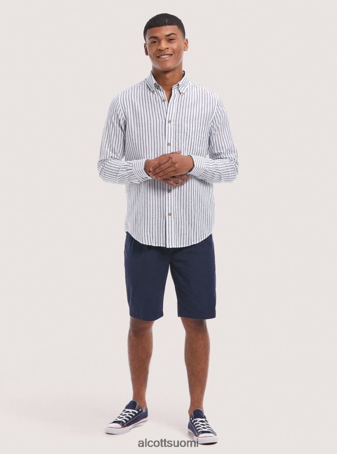vaatetus fi Alcott miehet raidallinen pellavasekoituspaita sininen laivasto HL28P0832