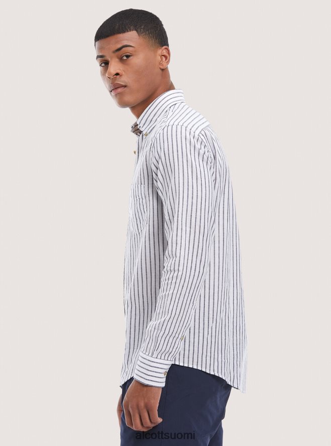 vaatetus fi Alcott miehet raidallinen pellavasekoituspaita sininen laivasto HL28P0832