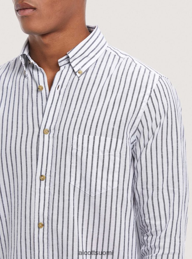 vaatetus fi Alcott miehet raidallinen pellavasekoituspaita sininen laivasto HL28P0832