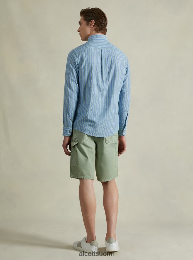 vaatetus fi Alcott miehet raidallinen pellavasekoituspaita taivaansininen HL28P0698