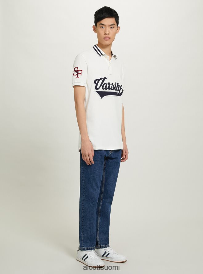 vaatetus fi Alcott miehet puuvillainen poolopaita, jossa yliopistomerkki c0020 luonnonvalkoinen HL28P01039