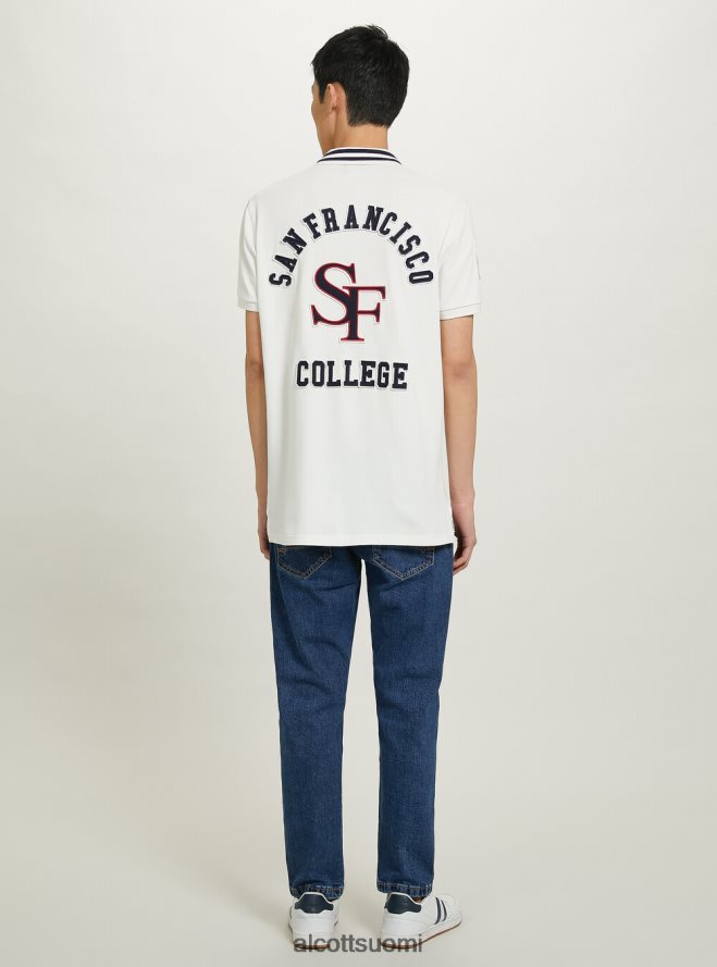 vaatetus fi Alcott miehet puuvillainen poolopaita, jossa yliopistomerkki c0020 luonnonvalkoinen HL28P01039