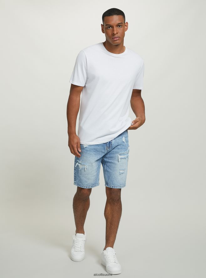 vaatetus fi Alcott miehet stretch denim slim fit bermuda shortsit d004 keskivaaleansininen HL28P01117