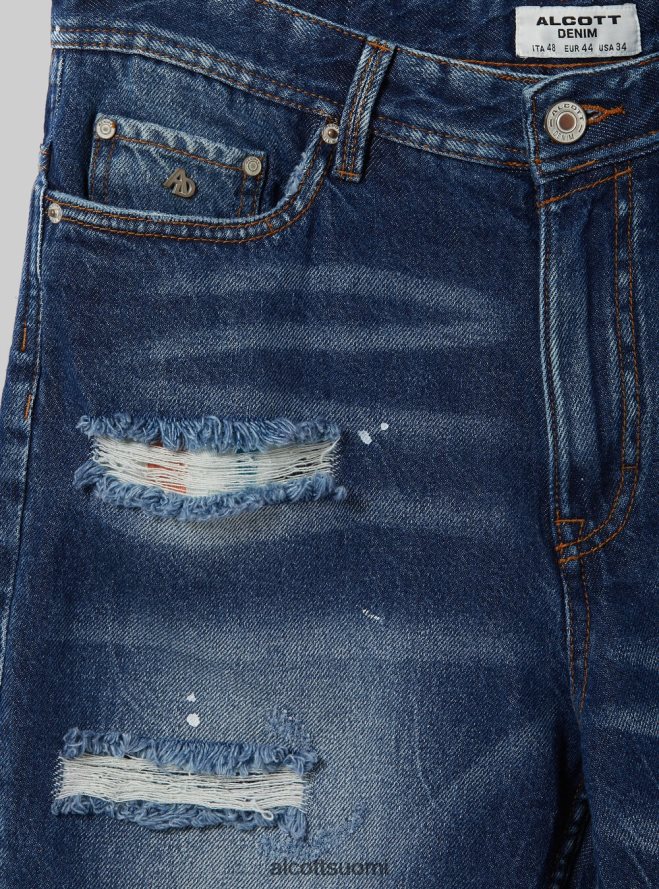 vaatetus fi Alcott miehet stretch denim slim fit bermuda shortsit d004 keskivaaleansininen HL28P0636