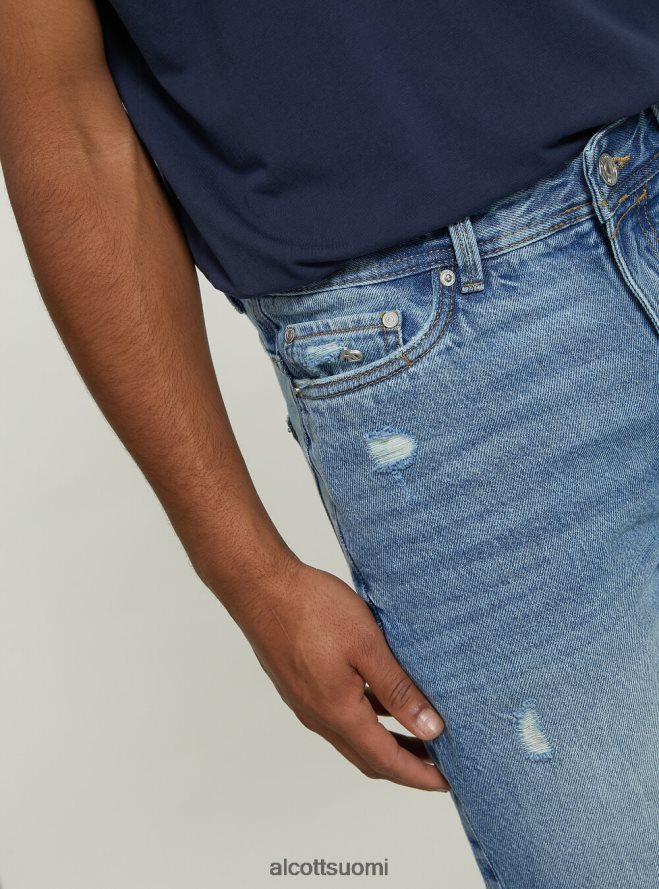 vaatetus fi Alcott miehet stretch denim slim fit bermuda shortsit d004 keskivaaleansininen HL28P0999