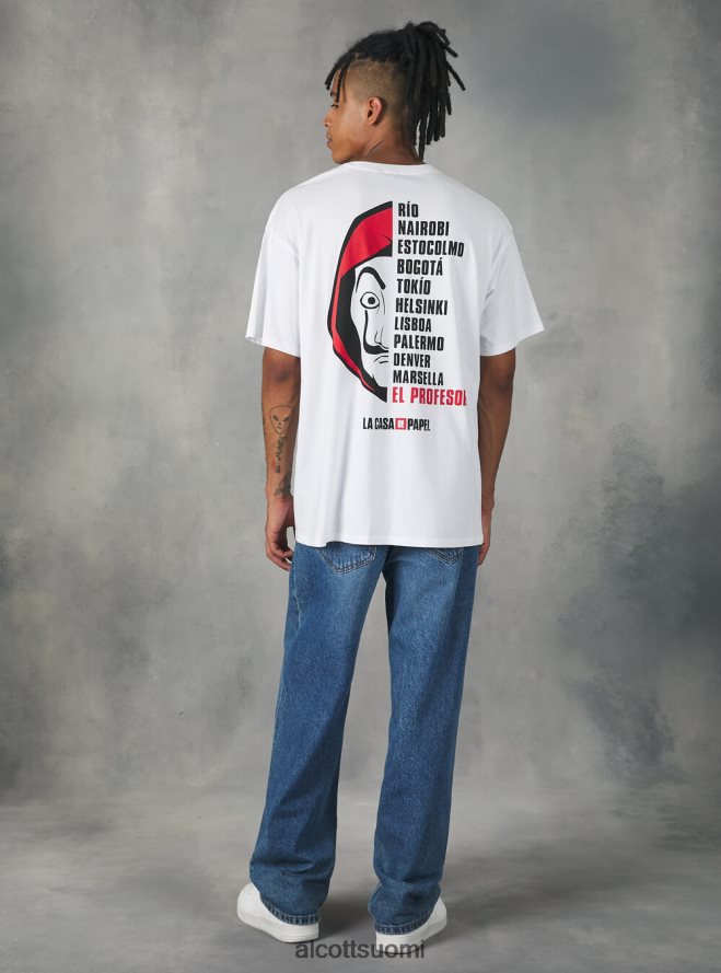 vaatetus fi Alcott miehet la casa de papel t-paita wh3 valkoinen HL28P01060