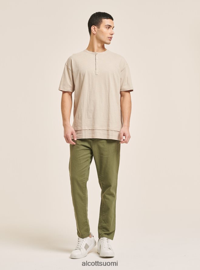 vaatetus fi Alcott miehet pellavasekoite T-paita, jossa serape-kaulus valkoinen HL28P01053