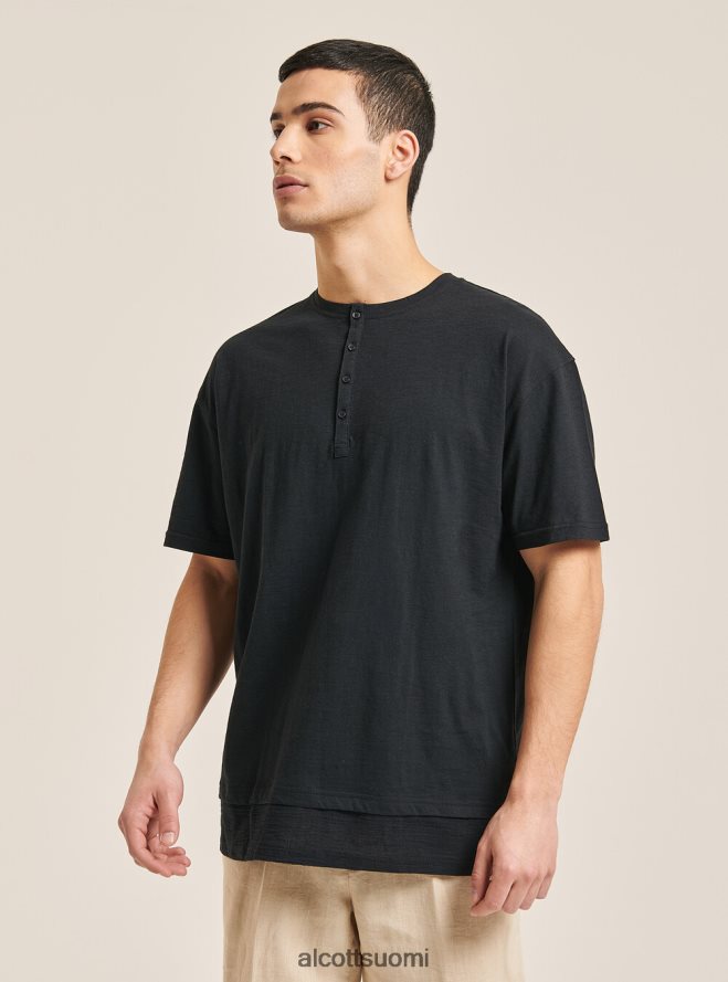 vaatetus fi Alcott miehet pellavasekoite T-paita, jossa serape-kaulus valkoinen HL28P01083