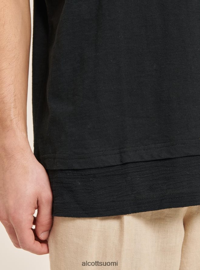 vaatetus fi Alcott miehet pellavasekoite T-paita, jossa serape-kaulus valkoinen HL28P01083