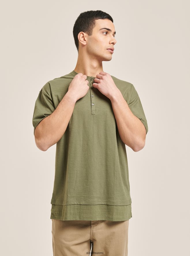 vaatetus fi Alcott miehet pellavasekoite T-paita, jossa serape-kaulus valkoinen HL28P0813