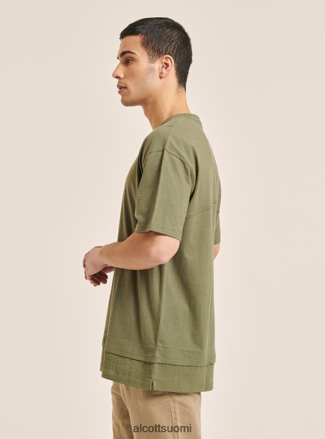 vaatetus fi Alcott miehet pellavasekoite T-paita, jossa serape-kaulus valkoinen HL28P0813