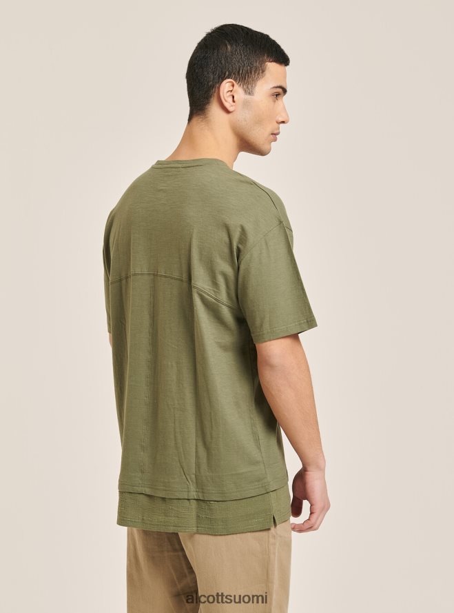 vaatetus fi Alcott miehet pellavasekoite T-paita, jossa serape-kaulus valkoinen HL28P0813